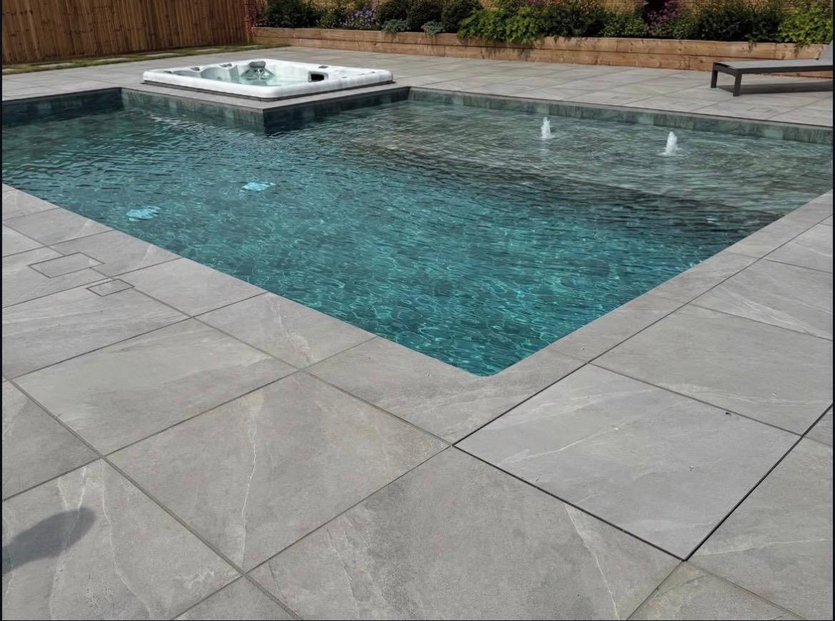 Premium stonework around a swimming pool